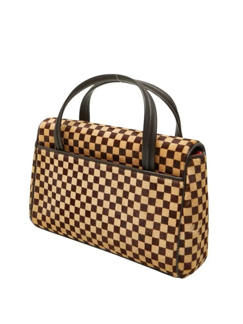 Louis Vuitton Damier Sauvage Lion Handbag Brown Beige Calf Hair Leather